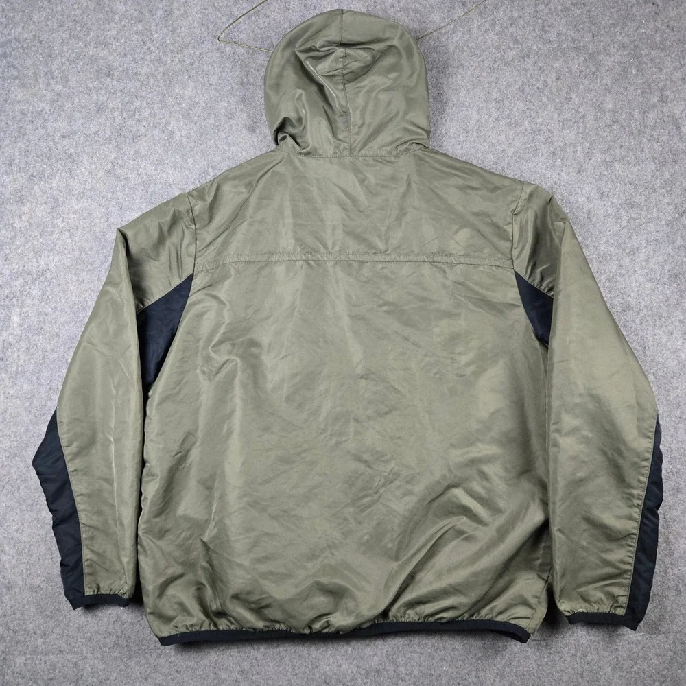 True Religion Windbreaker Jacket Mens XL Green Black Full Zip Hooded Streetwear